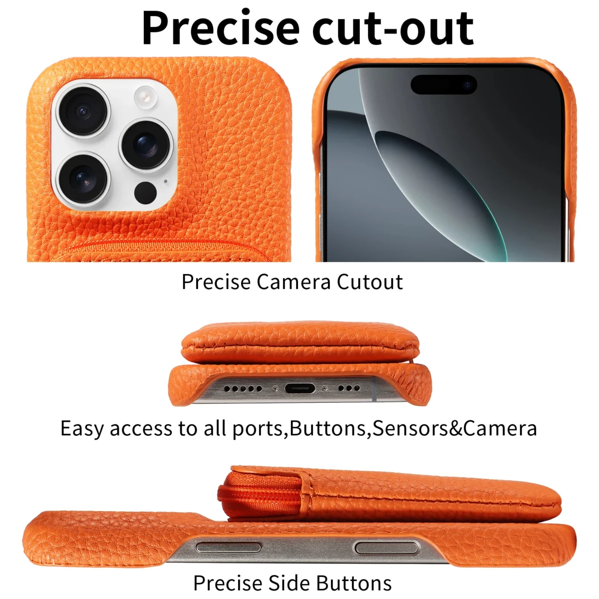 PU Leather Phone Case for IPhone 17Air 17 Pro Max 16 Pro Max 15 14 13 12 11 Pro Max Plus with Zipper Wallet and Anti-drop Cover - Image 4