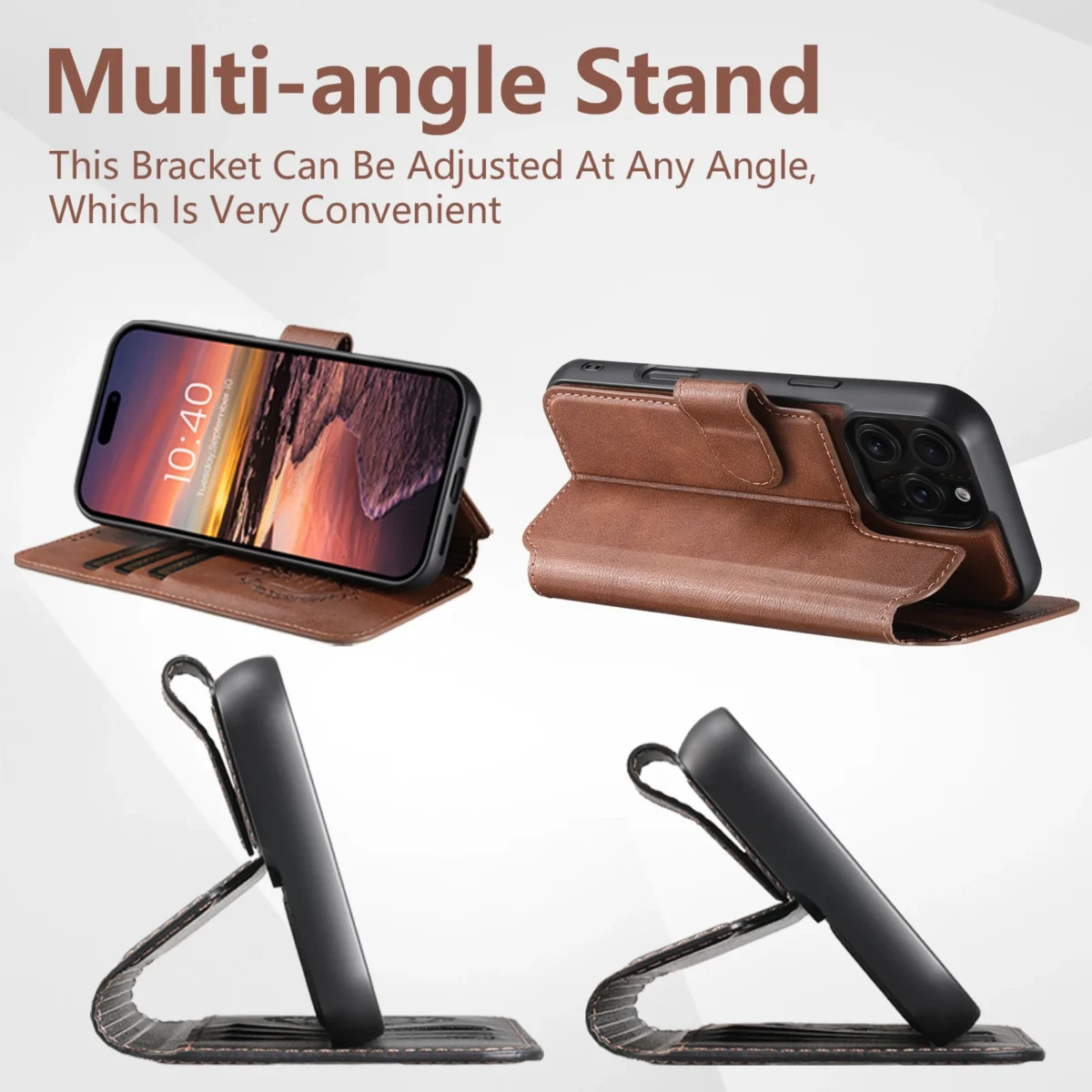PU Leather Wireless Charging Card Holder Stand Wallet Magnetic Flip Cover Phone Case For iPhone 17 Pro Max 16 Plus 15 14 13 12 - Image 4