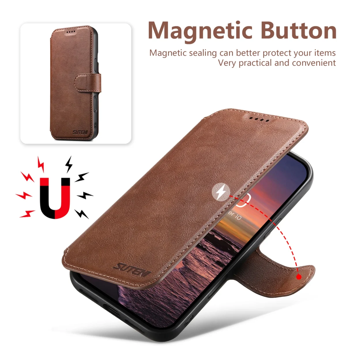 PU Leather Wireless Charging Card Holder Stand Wallet Magnetic Flip Cover Phone Case For iPhone 17 Pro Max 16 Plus 15 14 13 12 - Image 5