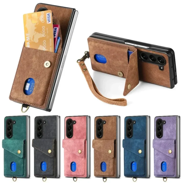| Wholesale Price at Gaffar India Retro Leather Phone Case With Rope For Samsung Galaxy Z Fold 7 6 5 4 3 Wallet Card Bag Shockproof Fall Prevention Protect Cover