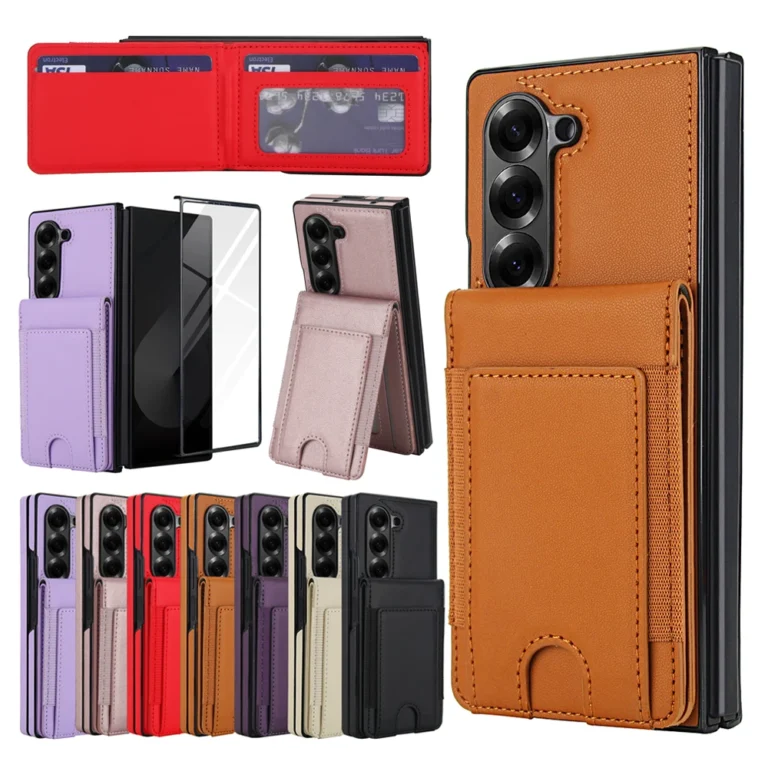 | Wholesale Price at Gaffar India Screen Film + Leather Case For Samsung Galaxy Z Fold7 Fold6 Fold5 Fold4 Fold3 Wallet Case Glass Screen Protector Cards Holder