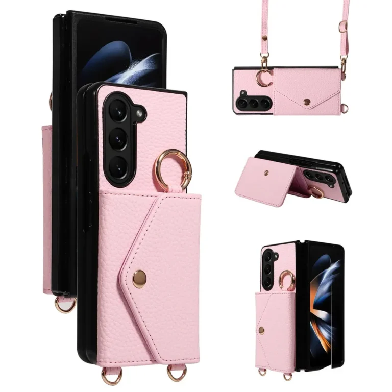 | Wholesale Price at Gaffar India The fashion stylish crossbody long strap mirror card slot holder folding leather case cover for Samsung Galaxy Z Fold 6 5 4 3 5G