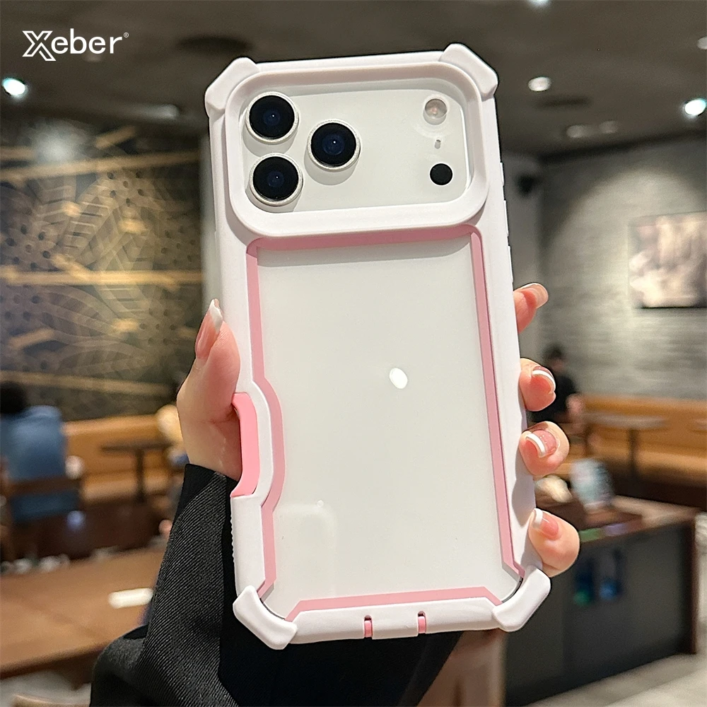TPU Case For iPhone 17 16 15 14 13 12 Pro Max Plus Rugged Hybrid Transparent Shockproof Armor Hard PC Frame Bumper Back Cover