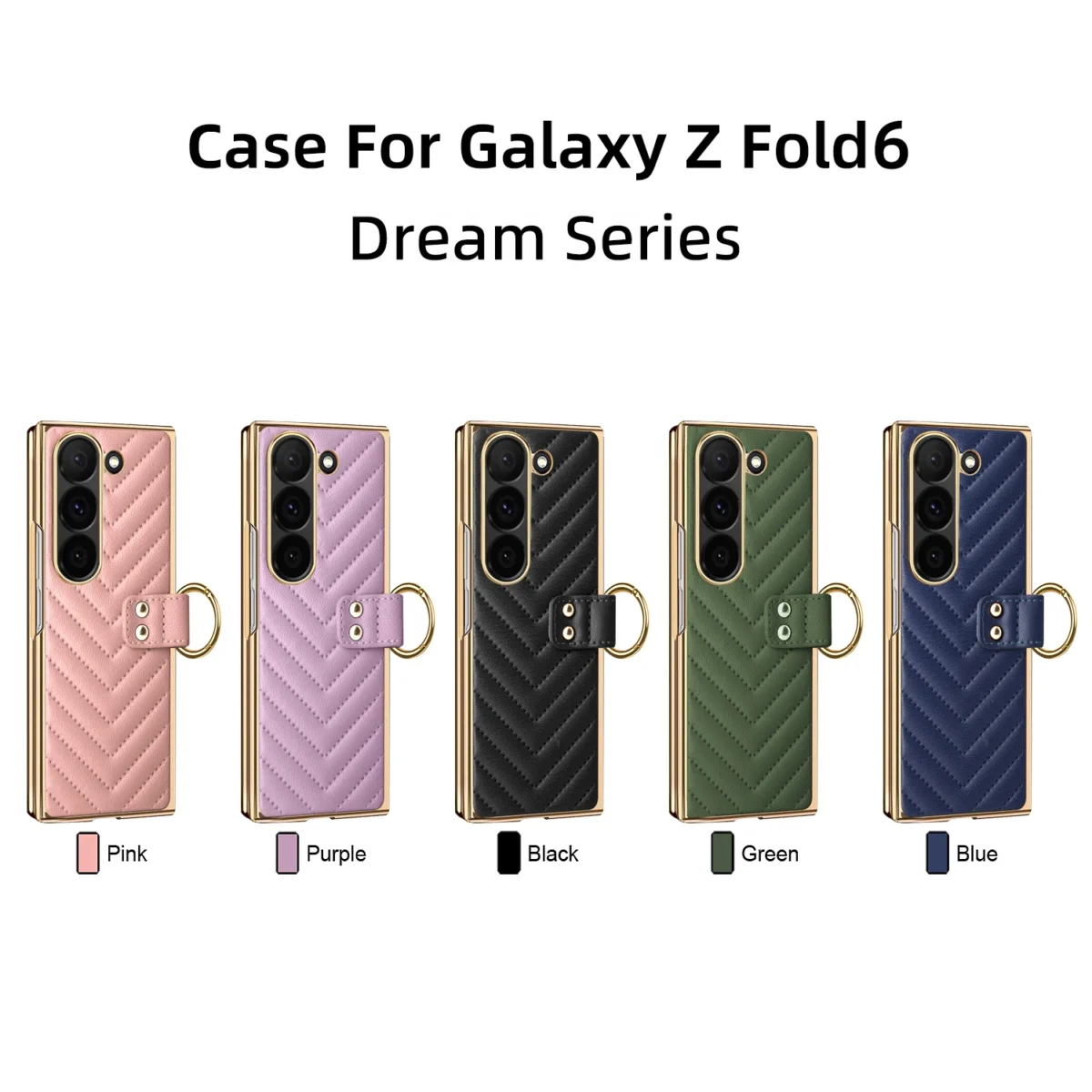 VIETAO For Samsung Galaxy Z Fold 7 Case With Ring Holder&Built-in Screen Protector Women Quilted Leather Z Fold 6 5 4 Phone Case - Image 5