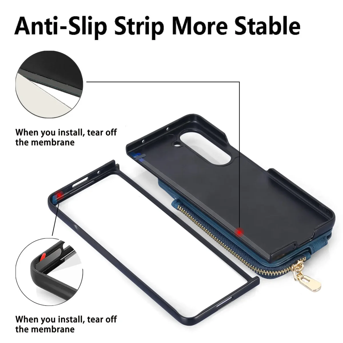Zipper Vertical Cards Solt Leather Wallet For Z Fold 5 5g Fold5 Zfold5 Bag Ring Holder Purse Pocket Cover Funda - Image 6