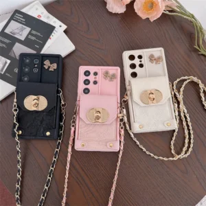 Solid Color Crossbody Wallet Case for Samsung Galaxy S24 S21 FE S25 Ultra S23 S22 Plus A06 A16 A56 A36 A54 A55 A35 A25 A15 Cover