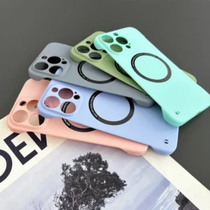 Original For Magsafe Frameless Magnetic Case For iPhone 16 15 11 12 13 14 Pro Max Ultra Thin Solid Color Matte Borderless Cover