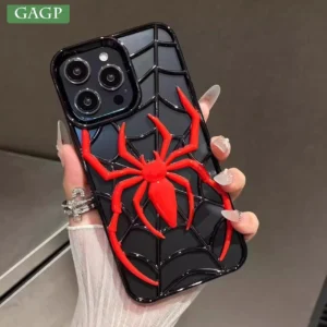Funny 3D Hollow Spider Case for iPhone 14 15 16 Plus Soft TPU Plating Heat Radiation Cover for iPhone 13 12 11 14 15 16 Pro Max