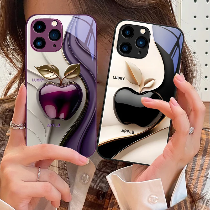 | Wholesale Price at Gaffar India Happy Black Apple For IPhone 16e 16 E 16ProMax 15 Pro Max 14 13 12 Mini 11 XS Max XR 7 8 Plu SE 2022 Tempered Glass Phone Case