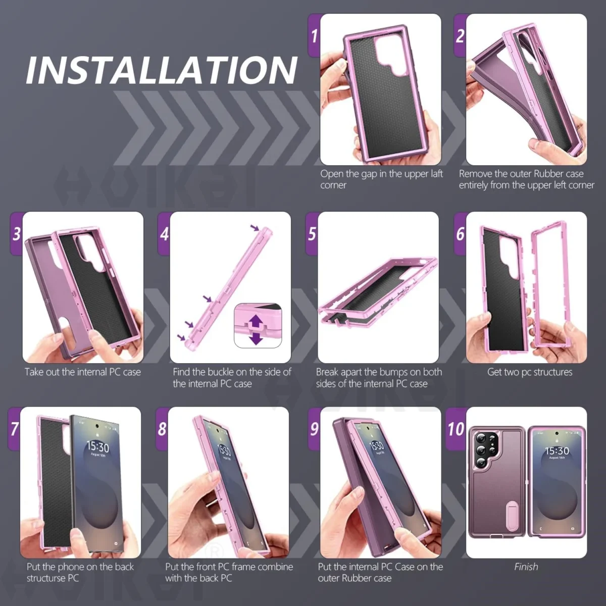 Case For Samsung Galaxy S25 Ultra S25 Edge S24 A56 A36 A17 Full 3 in 1 Shockproof Heavy Duty Anti-Scratch Rugged Kickstand Cover - Image 6