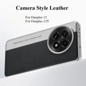 Case For Oneplus 13 13T Luxury Leather Camera Style PC Hard Back Cover For One Plus 13 Shockproof Bumper Oneplus13 Funda