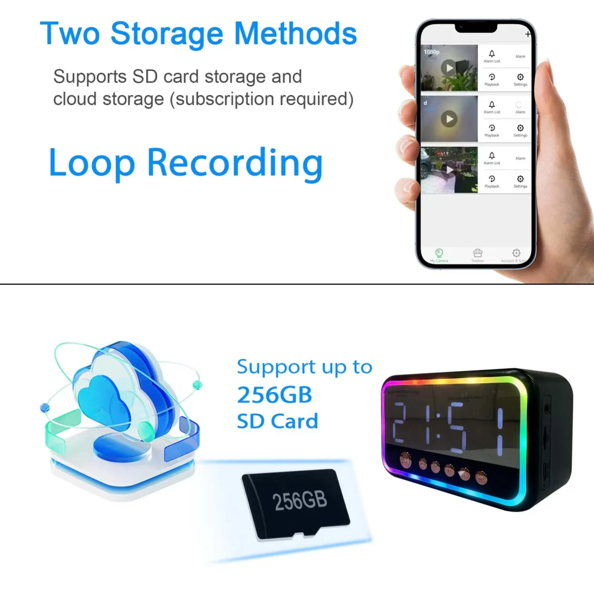 4K WiFi Clock Camera with Bluetooth Speaker, Motion Detection, Remote Viewing, Nanny Cam, Security Camera for Home Surveillance - Image 4