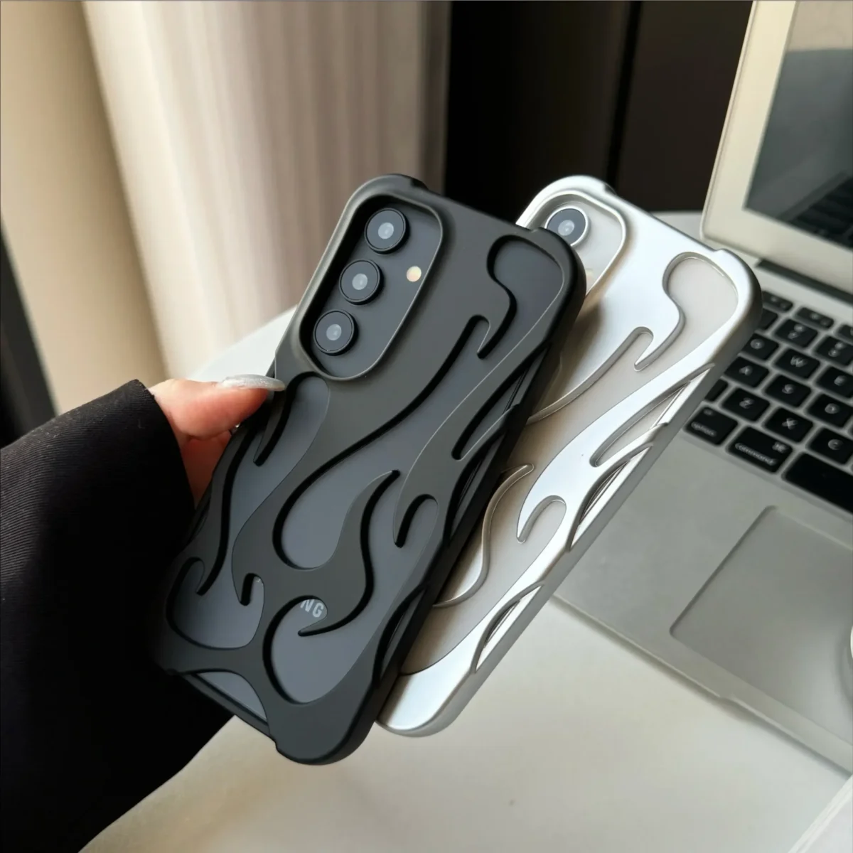 New 3D Flame pattern Case For Samsung Galaxy S25 S24 S22 S23 Ultra Plus A16 A06 A55 Fashion Hollow Slim Shockproof soft Cover - Image 2