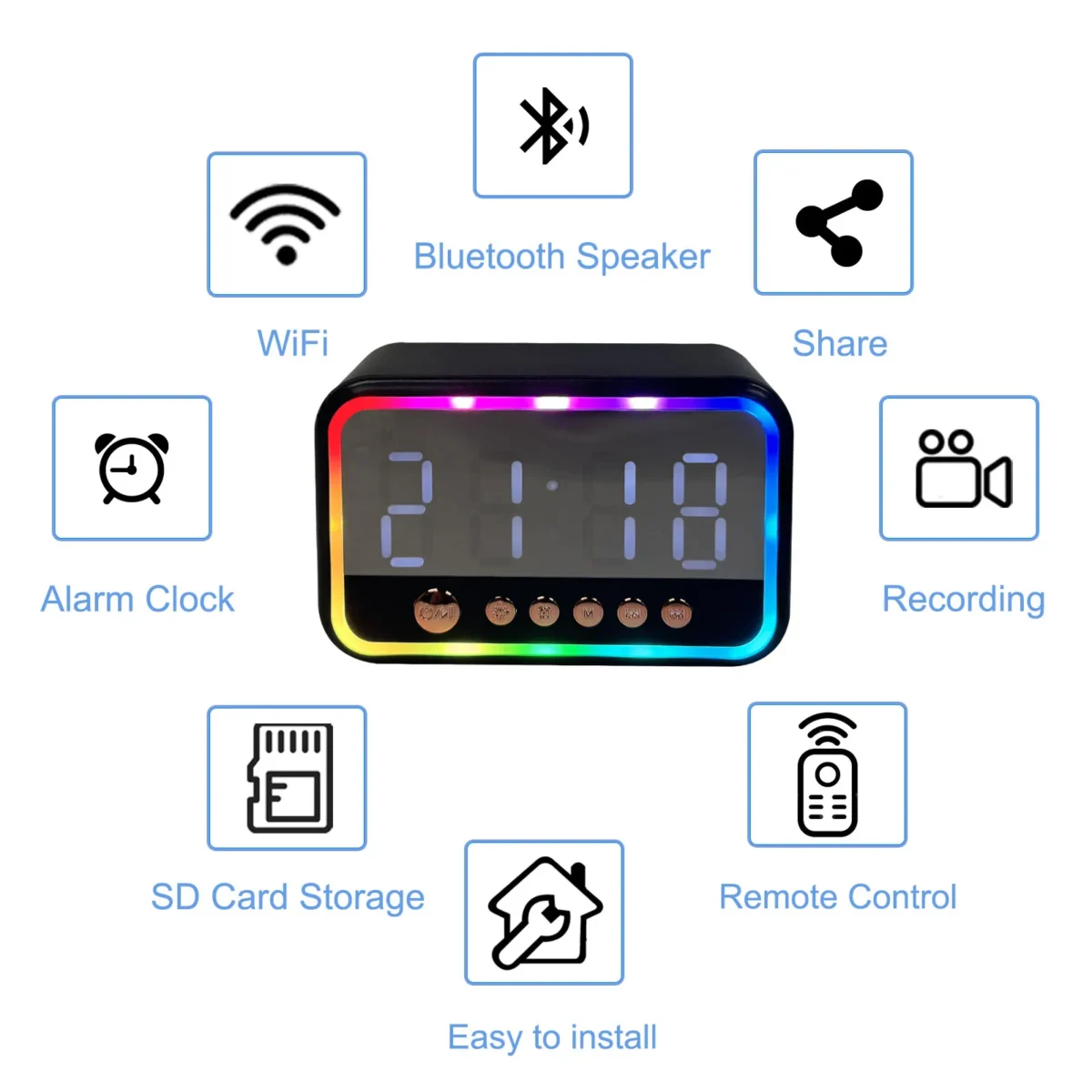 4K WiFi Clock Camera with Bluetooth Speaker, Motion Detection, Remote Viewing, Nanny Cam, Security Camera for Home Surveillance - Image 2
