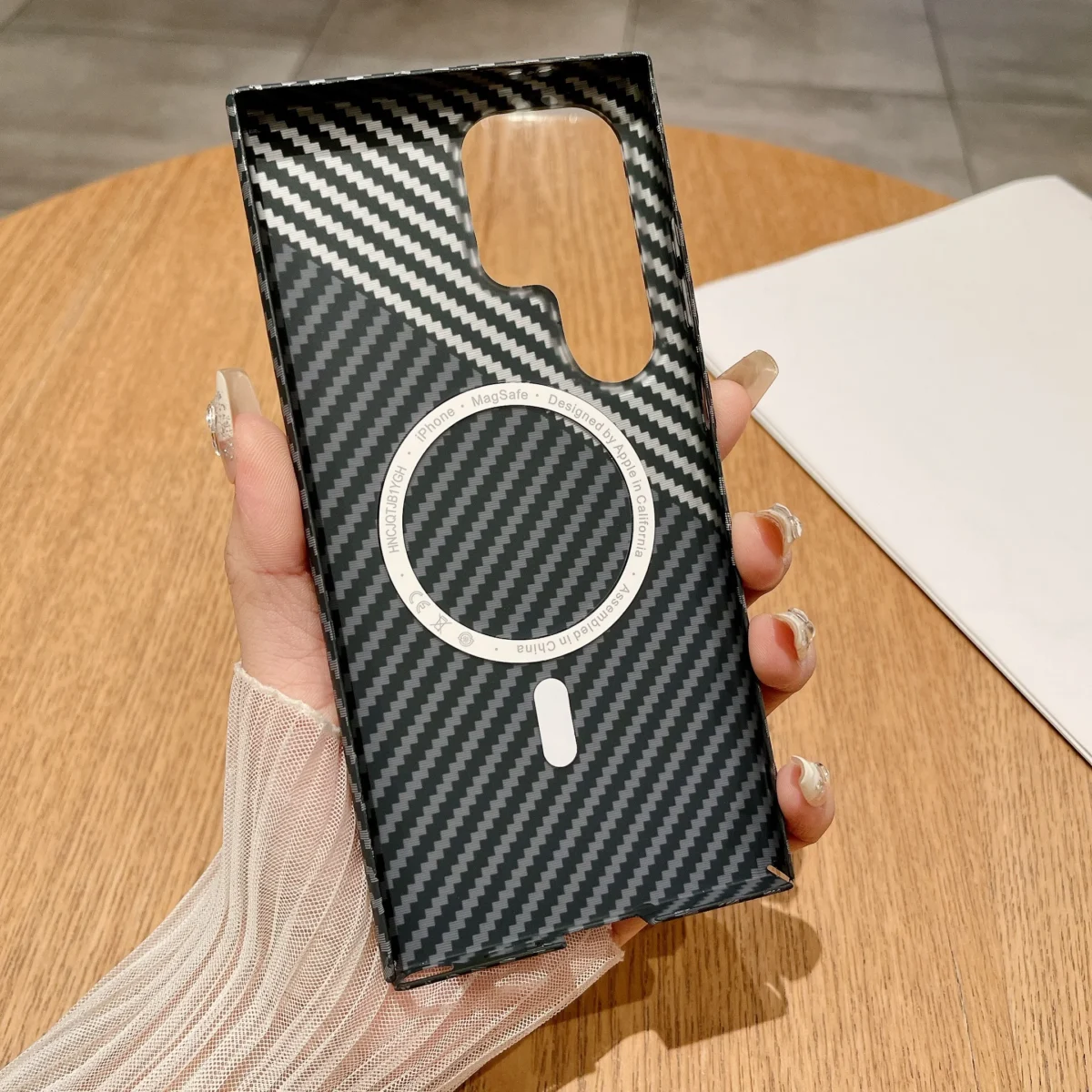 Carbon Fiber Texture Armor Magnetic For Magsafe Case For Samsung S25 S24 S23 S22 Note 20 Ultra 10 Plus A56 A16 A55 Hard PC Cover - Image 6