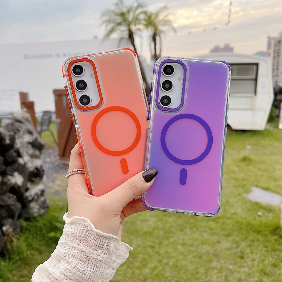 Metal Lens MagSafe Phone Case For Samsung Galaxy A56 A36 A26 A16 A06 A55 A54 A53 A35 A34 5G 4G Wireless Charging Discolour Cover - Image 5