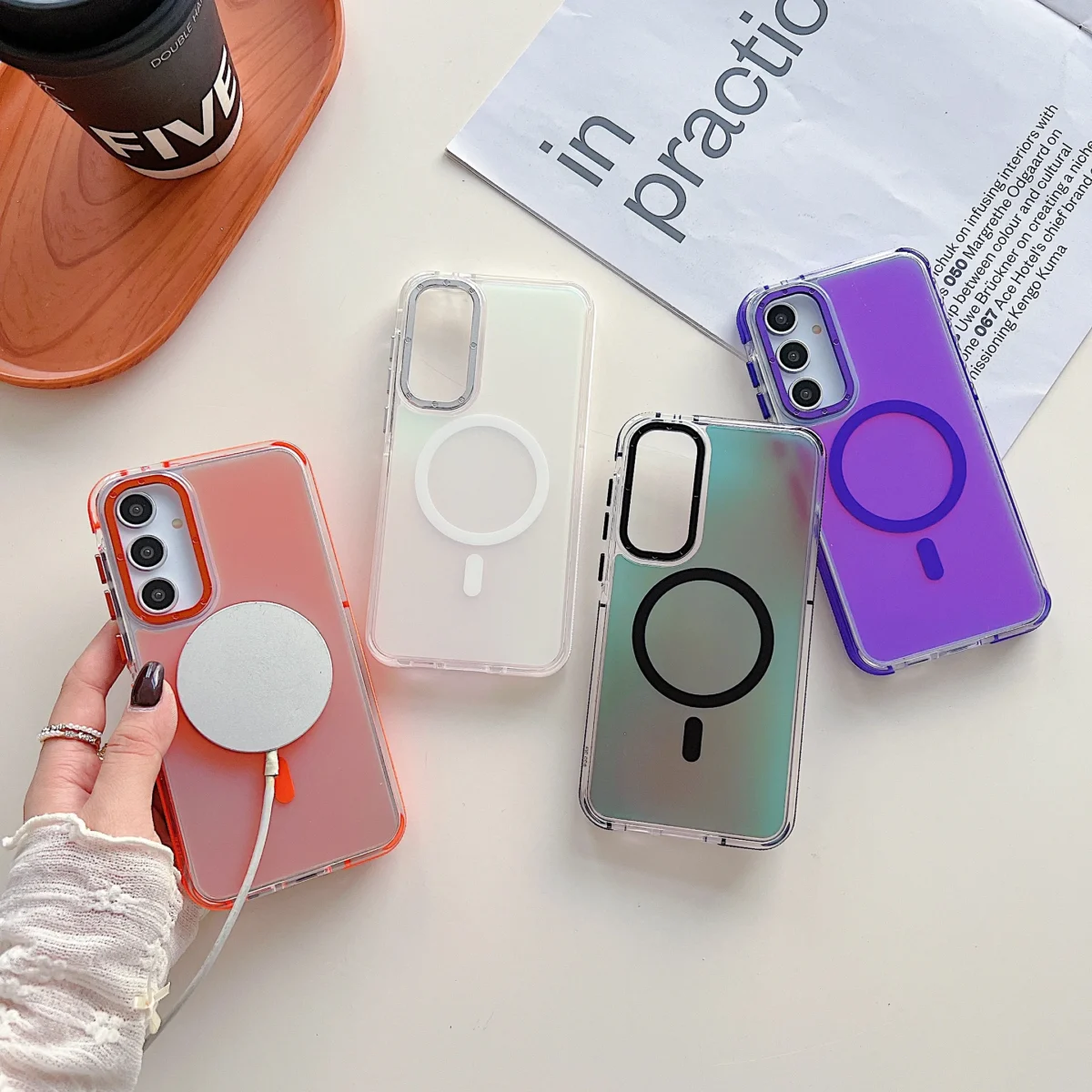 Metal Lens MagSafe Phone Case For Samsung Galaxy A56 A36 A26 A16 A06 A55 A54 A53 A35 A34 5G 4G Wireless Charging Discolour Cover - Image 4