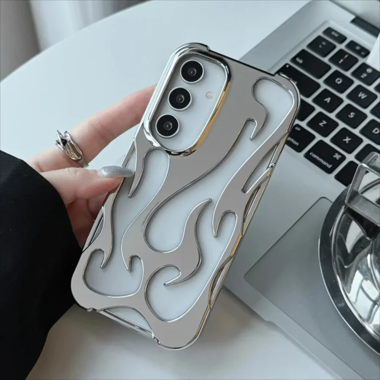 | Wholesale Price at Gaffar India New 3D Flame pattern Case For Samsung Galaxy S25 S24 S22 S23 Ultra Plus A16 A06 A55 Fashion Hollow Slim Shockproof soft Cover
