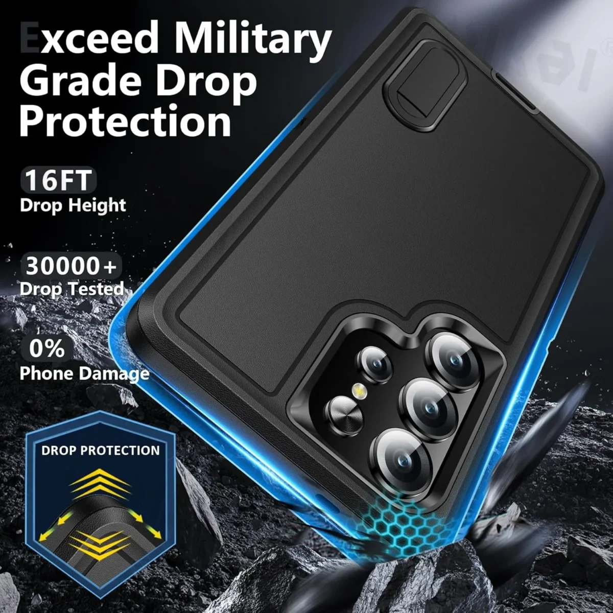 Case For Samsung Galaxy S25 Ultra S25 Edge S24 A56 A36 A17 Full 3 in 1 Shockproof Heavy Duty Anti-Scratch Rugged Kickstand Cover - Image 3