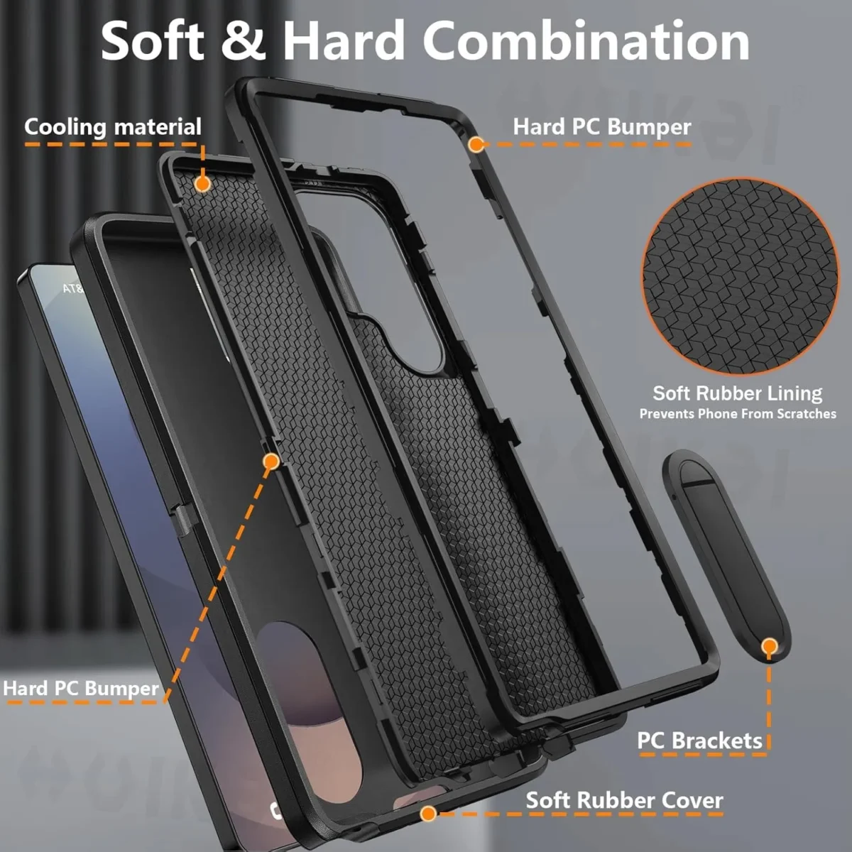 Case For Samsung Galaxy S25 Ultra S25 Edge S24 A56 A36 A17 Full 3 in 1 Shockproof Heavy Duty Anti-Scratch Rugged Kickstand Cover - Image 5
