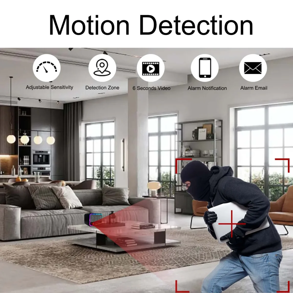 4K WiFi Clock Camera with Bluetooth Speaker, Motion Detection, Remote Viewing, Nanny Cam, Security Camera for Home Surveillance - Image 5