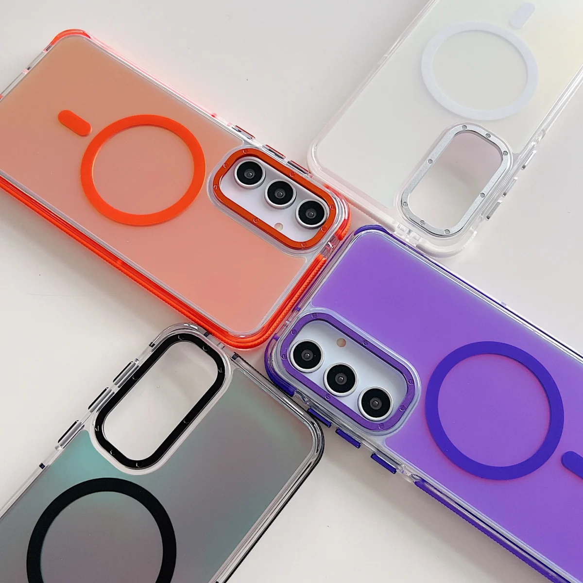 Metal Lens MagSafe Phone Case For Samsung Galaxy A56 A36 A26 A16 A06 A55 A54 A53 A35 A34 5G 4G Wireless Charging Discolour Cover - Image 3
