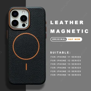 Official Leather Skin Texture Magsafe Phone Case For iPhone 15 14 16 Plus 13 12 11 16 Pro Max Magnetic Soft Protector Case Cover