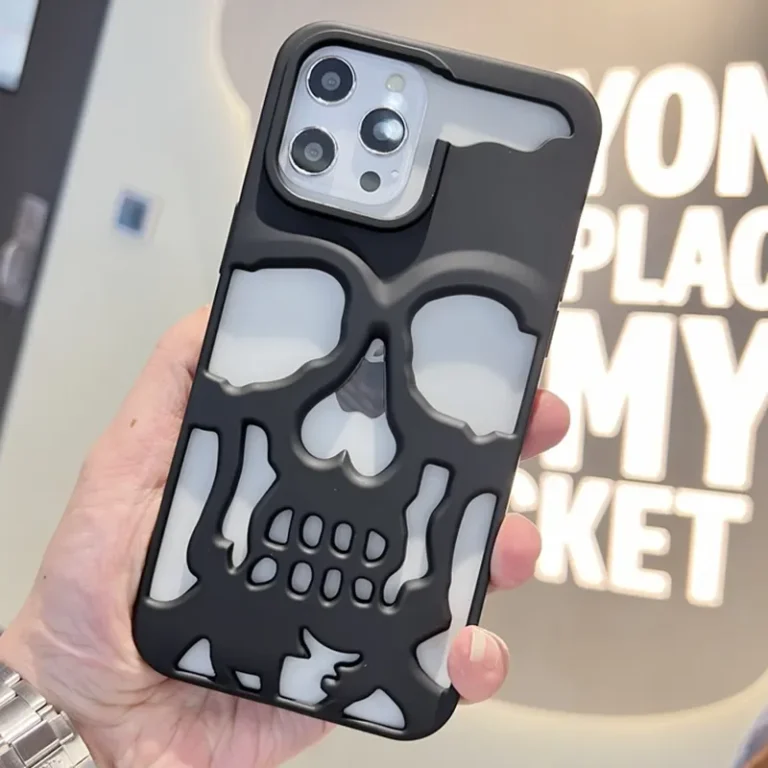 | Wholesale Price at Gaffar India 3D Hollow Skull Callous Phone Case for iPhone 15 14 ProMax Plus 13 12 11 Pro Max Luxury Plating Shockproof Ghostface Soft Cover