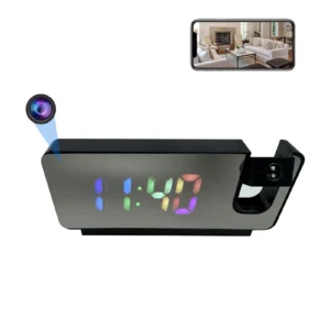 4K Ultra HD Projection Alarm Clock Camera with Wi-Fi, Motion Detection, Remote Viewing, Recording, Nanny Cam for Indoor Security