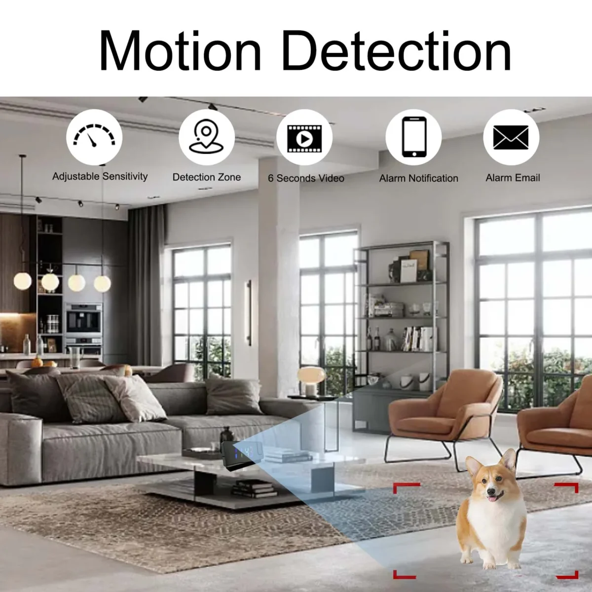 4K Ultra HD Projection Alarm Clock Camera with Wi-Fi, Motion Detection, Remote Viewing, Recording, Nanny Cam for Indoor Security - Image 5