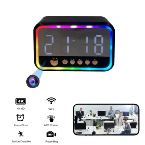4K WiFi Clock Camera with Bluetooth Speaker, Motion Detection, Remote Viewing, Nanny Cam, Security Camera for Home Surveillance