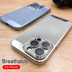 Electroplate Breathable Heat Dissipation Cooling Case For iPhone 17 16 15 Pro Max 14 13 12 11 PC Hard Back Cover