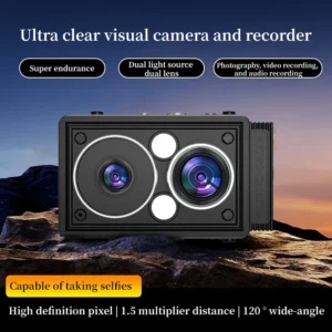 Dual Lens Mini Retro Digital Camera with Screen 1080P Video 12MP Photos Compact Vintage Portable Small CCD Cam for Birthday Gift