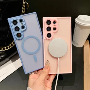 Fashion Translucent Magnetic Matte Case for Samsung Galaxy S25 S24 S23 Ultra S24 FE for Magsafe Wireless Charge Shockproof Cover
