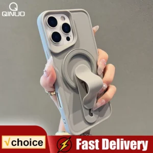 For Magsafe Magnetic Push Pull Ring Holder Case For iPhone 16 15 14 13 12 11 Pro Max Luxury Matte Shockproof Stand Bracket Cover