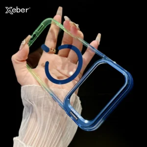 Lens Stand Holder Gradient Transparent Magnetic Ring Case For iPhone 17 16 15 14 13 Pro Max For Magsafe Wireless Charging Cover