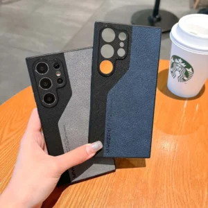 Luxury Double Color Phone Case For Samsung Galaxy S25 S24 S23 S22 S21Ultra Plus Matte Leather Shockproof Pattern Slim Back Cover