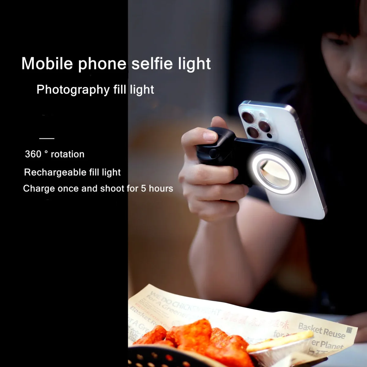Magnetic Smartphone Handle Grip with Detachable 30M Bluetooth Remote with Fill Light Anti-shake Selfie Handle Photo Bracket - Image 2