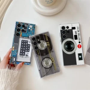 Retro Music Tapes Camera Circuit Board Phone Case S25Ultra For Samsung Galaxy S25 S24 S23 S21 Ultra S20 FE S22 Plus A55 5G Cover