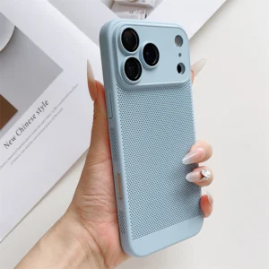 Thin Cooling Heat Dissipation Phone Case For iPhone 17 16 15 14 13 12 11 Pro Max Plus Breathable Hard Back Solid Color Cover
