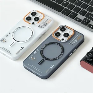 Trendy Matte PC Magnetic Phone Case For iPhone 12 13 14 15 16 Pro Max Plus Magsafe Wireless Charge Metal Button Shockproof Cover