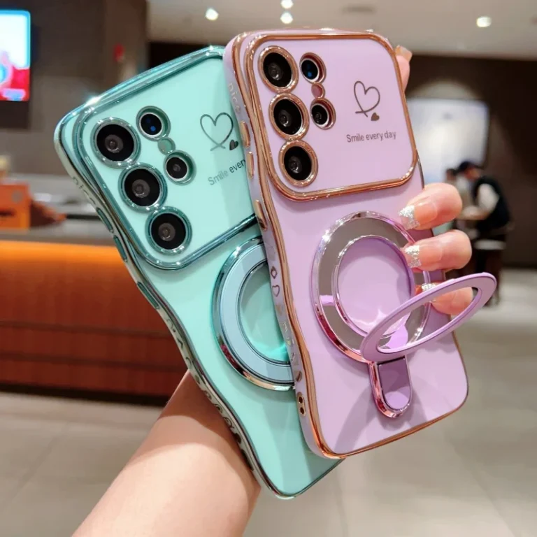 | Wholesale Price at Gaffar India Wave Plating Side Love Heart Phone Case For Samsung Galaxy S25 Ultra S24 S23 S22 A16 A55 Protect Lens Shockproof Back Cover