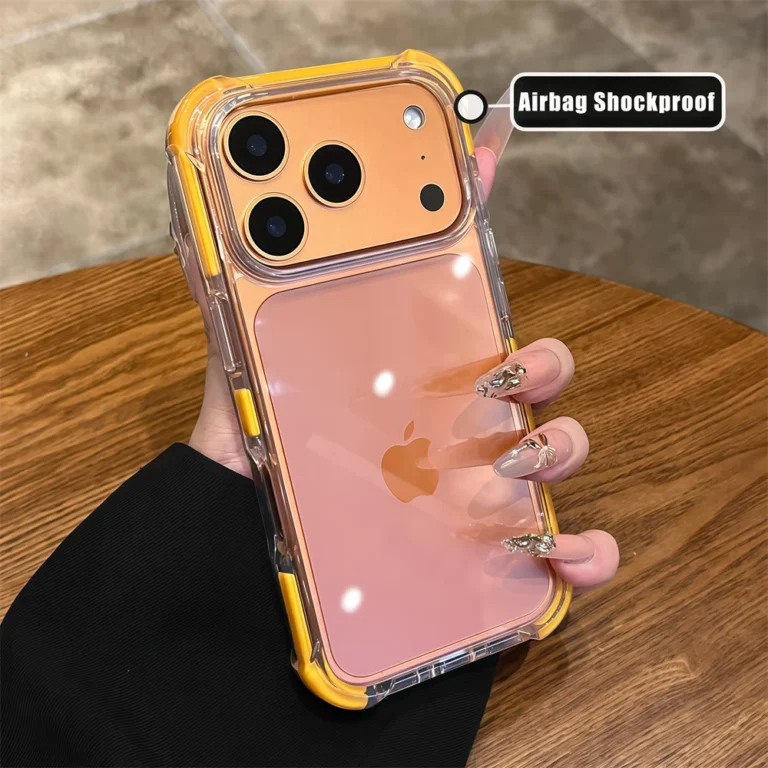 | Wholesale Price at Gaffar India Four Corners Airbags Shockproof Acrylic Clear Case for iPhone 17 Air 16 15 14 Pro Max Clash Contrast Color Transparent Cover