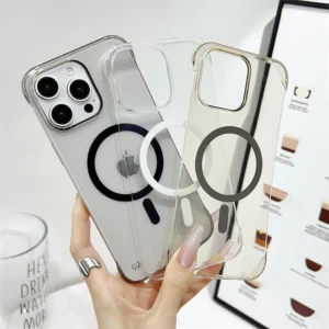 Ultra Thin Clear PC For Magsafe Frameless Phone Case For iPhone 17 15 16 Plus 12 13 14 Pro Max Wireless Charging Hard Back Cover