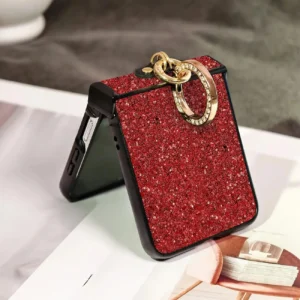 Fashion Artificial Diamond Ring Buckle Sparkling Christmas Phone Case For Samsung Galaxy Z Flip 7 6 5 4 3 Flip7 FE Hard Shell