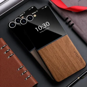 Case for Samsung Galaxy Z Flip 7 6 5 4 3 5G funda bamboo wood pattern Leather cover for galaxy z flip7 flip6 flip3 flip5 case