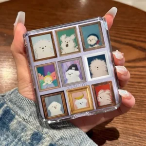 Fundas Oil Painting Dog Phone Case For Samsung Galaxy Z Flip 7 6 ZFlip5 5G Transaprent Clear Covers For Samsung ZFlip4 Z Flip 3