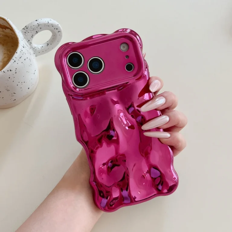 | Wholesale Price at Gaffar India Luxury Curved Waves 3D Bubble Plating Phone Case For iPhone 17 Air 16 15 Plus 14 13 12 Pro Max 11 Shockproof Soft Glossy Cover