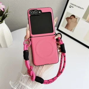 For Magsafe Magnetic Wrist Strap Phone Case for Samsung Galaxy Z Flip 7 FE 6 5 4 3 5G Flip7 Flip6 Flip5 Hinge Protection Cover