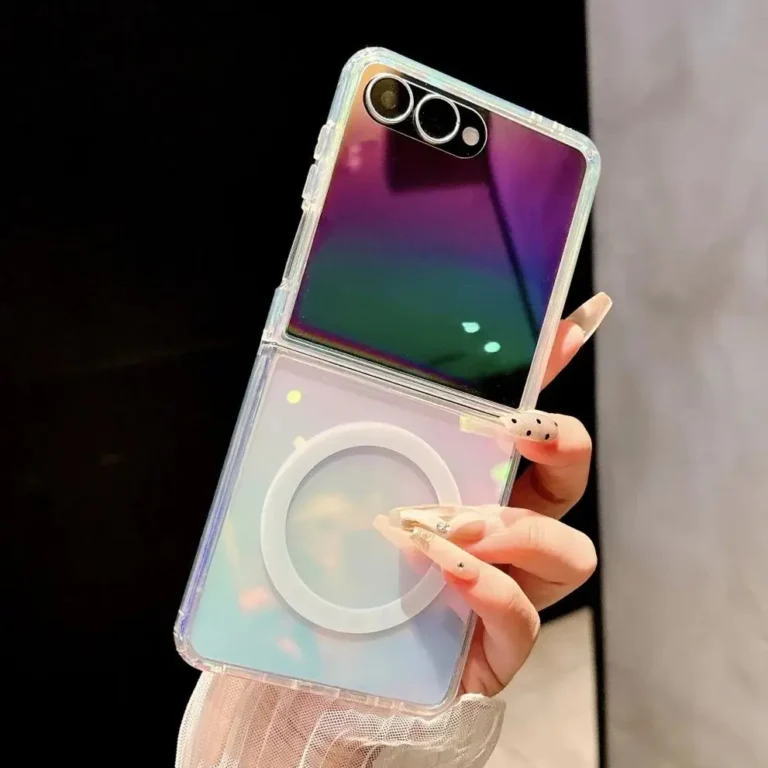 | Wholesale Price at Gaffar India Gradient Rainbow Laser Magnetic For Magsafe Case For Samsung Galaxy Z Flip ZFold 7 6 5 4 3 Colorful Wireless Charging Hard Cover